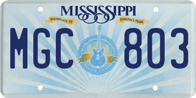 MS license plate MGC803