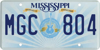 MS license plate MGC804