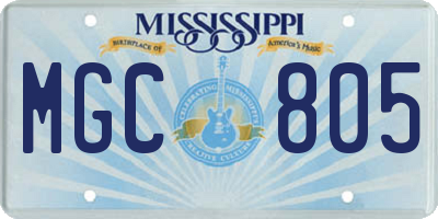 MS license plate MGC805