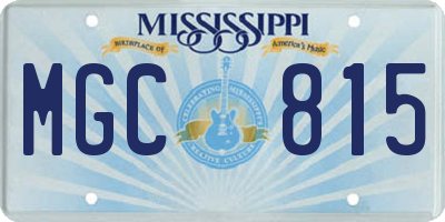 MS license plate MGC815