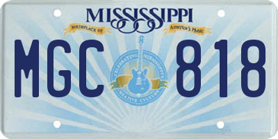 MS license plate MGC818