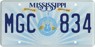 MS license plate MGC834