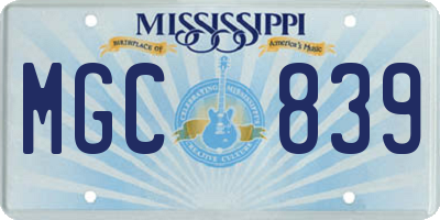 MS license plate MGC839