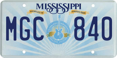 MS license plate MGC840