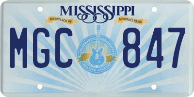 MS license plate MGC847