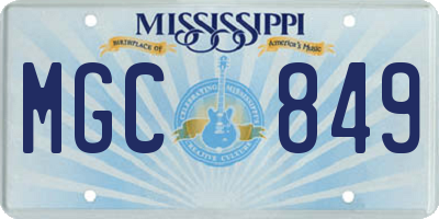 MS license plate MGC849