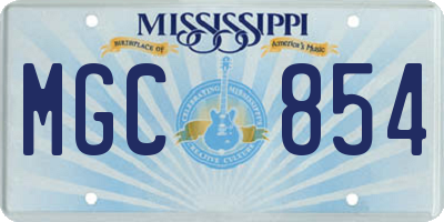MS license plate MGC854