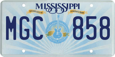 MS license plate MGC858