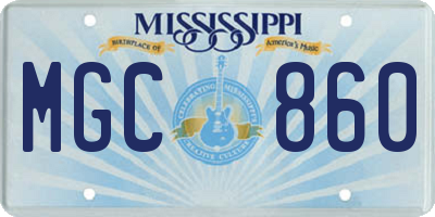 MS license plate MGC860