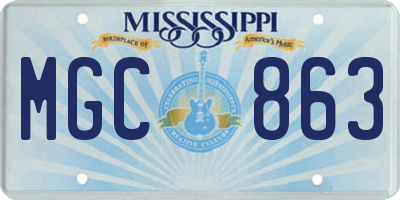 MS license plate MGC863
