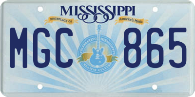 MS license plate MGC865