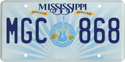MS license plate MGC868