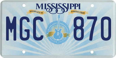 MS license plate MGC870