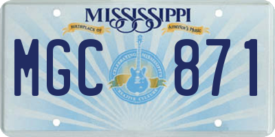 MS license plate MGC871