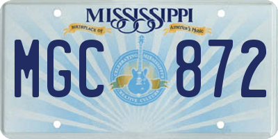 MS license plate MGC872