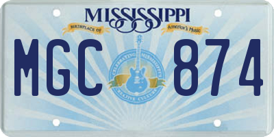 MS license plate MGC874