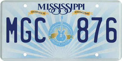 MS license plate MGC876