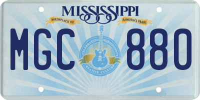 MS license plate MGC880