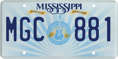 MS license plate MGC881
