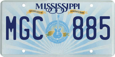 MS license plate MGC885