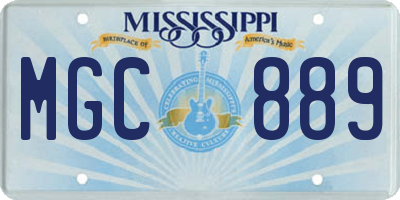 MS license plate MGC889