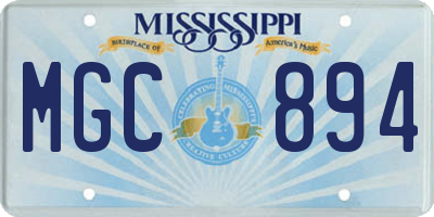 MS license plate MGC894
