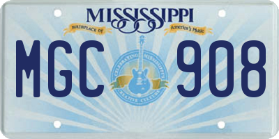 MS license plate MGC908
