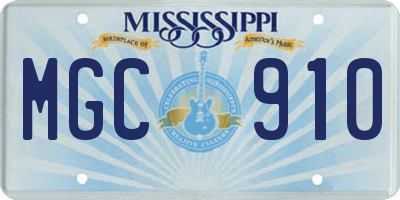 MS license plate MGC910