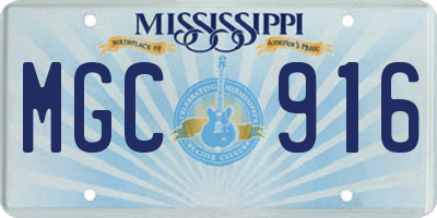 MS license plate MGC916
