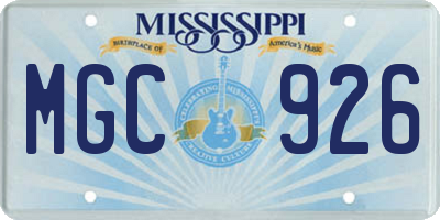 MS license plate MGC926