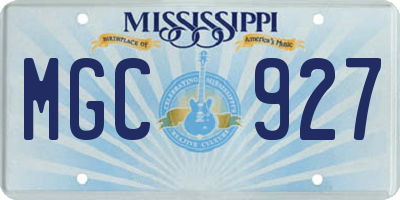 MS license plate MGC927