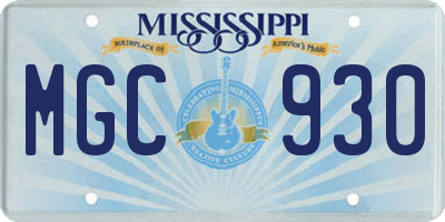 MS license plate MGC930