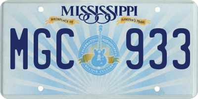 MS license plate MGC933