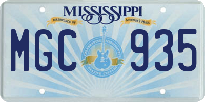 MS license plate MGC935