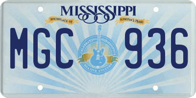 MS license plate MGC936