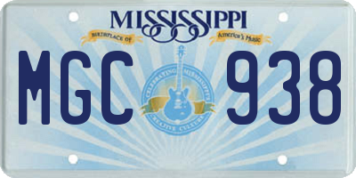 MS license plate MGC938
