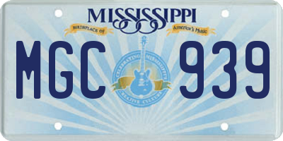 MS license plate MGC939