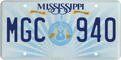 MS license plate MGC940