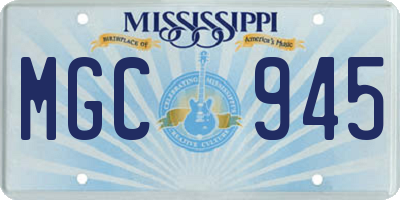 MS license plate MGC945