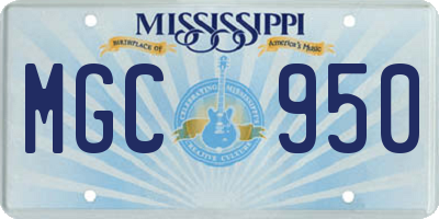 MS license plate MGC950