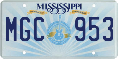 MS license plate MGC953