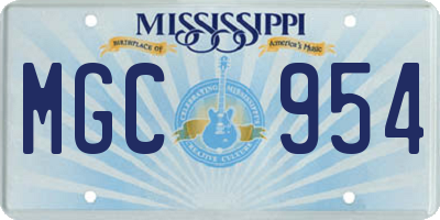 MS license plate MGC954