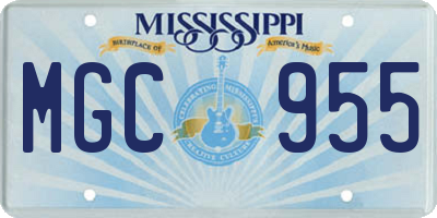 MS license plate MGC955