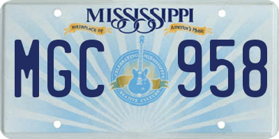 MS license plate MGC958