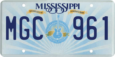 MS license plate MGC961