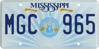 MS license plate MGC965
