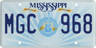 MS license plate MGC968