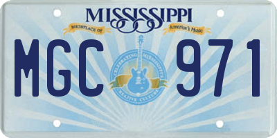 MS license plate MGC971