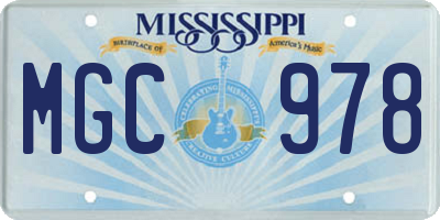 MS license plate MGC978