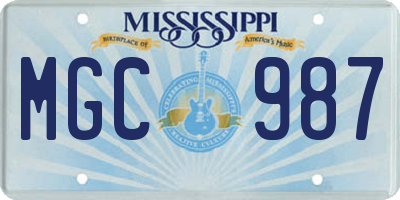 MS license plate MGC987
